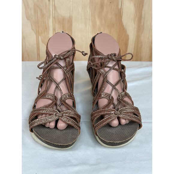 OTBT Nomadic Strappy Leather Zip Back Wedge Sandal 8.5 - Picture 2 of 8